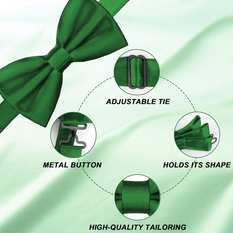 WOXVM Men's Bow Ties Solid Color Pre-Tied Bow Tie Satin Formal Tuxedo Bowtie Adjustable Neck Bowtie for Men Wedding Party - Image 4